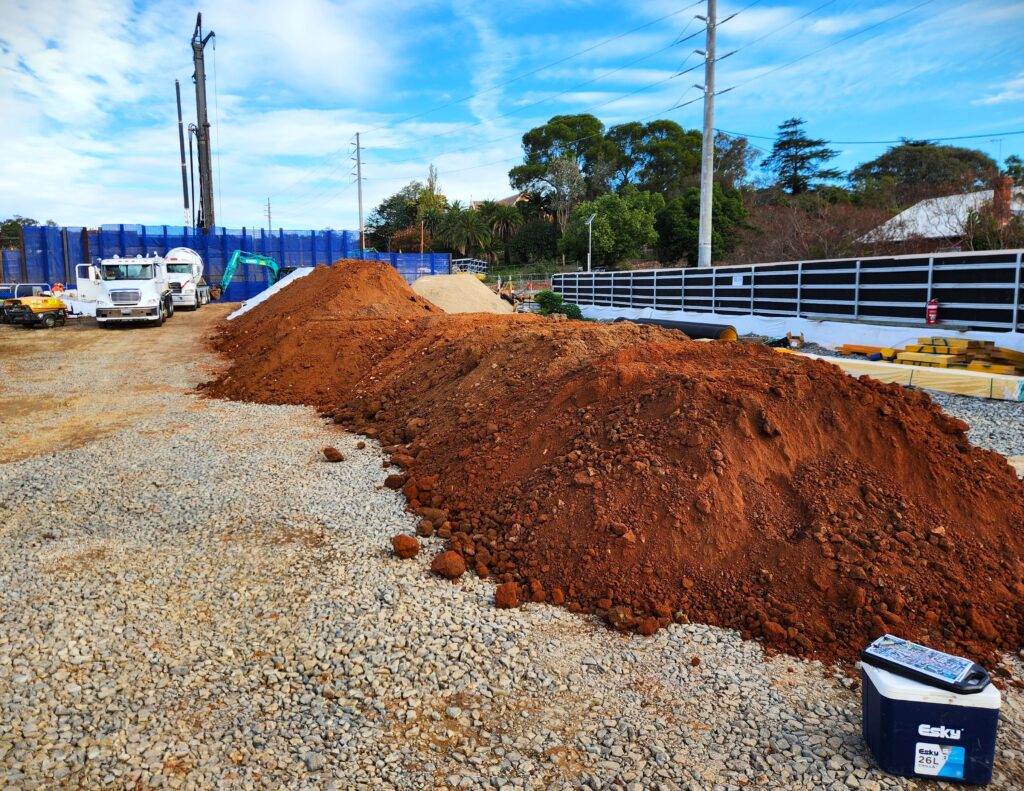 Stockpiled soil ready for waste classification testing